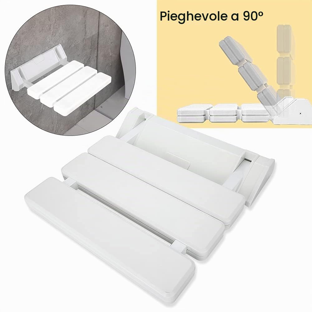 Sedile per doccia pieghevole in stile moderno Sedile per doccia pieghevole, panca parete per bagno in plastica ABS resistente con capacità di carico elevata 130 kg Ideale per donne incinte anziane