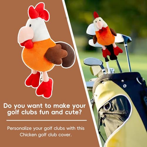 RLOMUTE Schlägerkopfhüllen Golf Headcover schlägerhauben Golf putterhaube Driver lustiges Geschenk für Frauen männer Golfer golfschläger-holzkopfhauben für Driver/Fairway(1.F) - Huhn