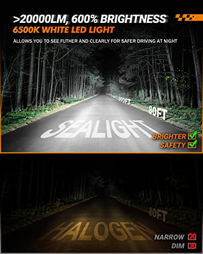 Sealight 9006 Led Bulbs - 20000Lm 6500K Cool White 9006 Led Bulb, 1:1 Size Design Led Replacement Kit, Ture Plug-N-Play, Ip68 With Fan, Pack Of 2 #TOP1