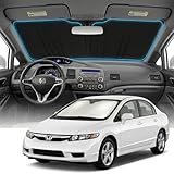 for Honda Civic Sun Shade Windshield Cover - Custom Fit Civic Accessories 2006-2015 Sunshade Foldable UV Protection & Heat Shield Sun Visor Accessories