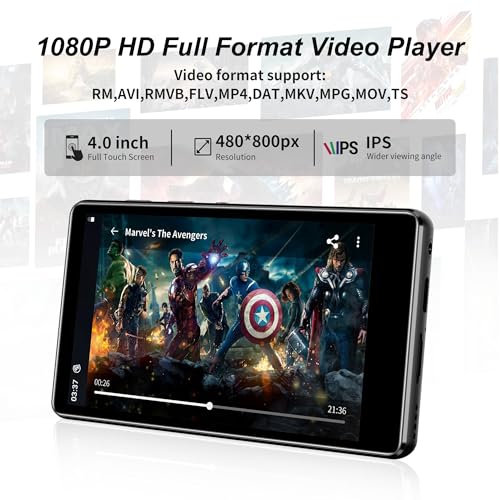 Image of 80GB MP3 Player with Bluetooth and WiFi - SWOFY Music Player with Spotify,Pandora,Amazon Music, M503Pro 4.0-inch Touch Screen Android MP4 MP3 Player for Kids with Libby,Audible,Spotify Kids,FM Radio