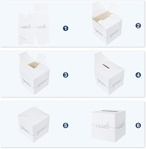 Miniatura 7 de QIKSION Caja de tarjeta de regalo blanca con diseño de lámina plateada, caja de recepción de tarjetas para fiestas de cumpleaños, recepciones de