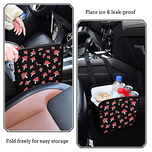 Image of Cute Mushrooms Car Trash Can, Red Dots Foldable Hanging Car Trash Bag, Small Waterproof Car Accessories Garbage Bin (g300885936p857c913s2021)
