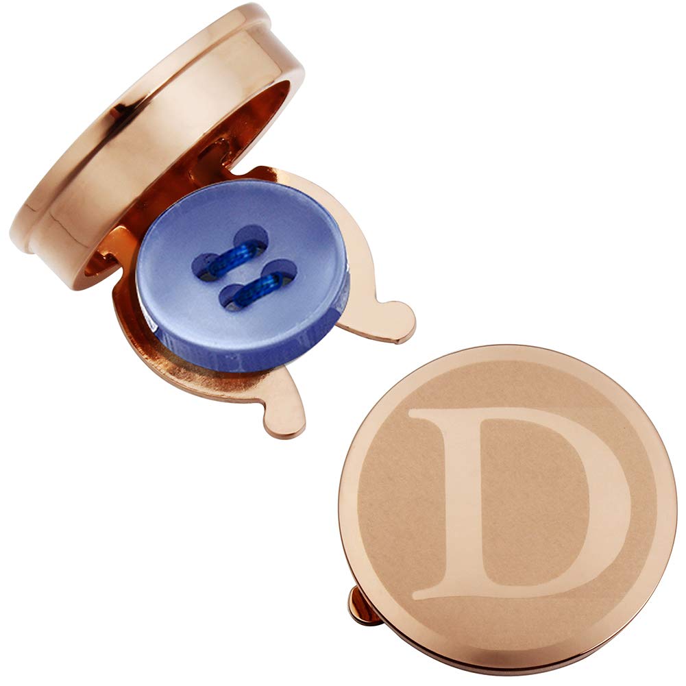 Rose Gold Button Cover Cufflinks for Men Initials Letter A-Z Formal Business Tuxedo Shirt Studs-image-48