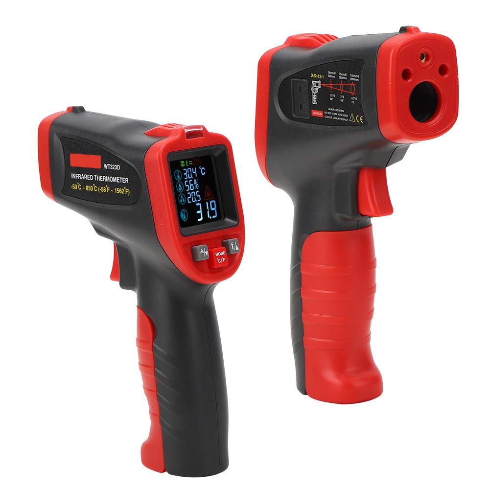 WT323D Berührungsloses Infrarot-Thermometer mit Farb-LCD-Display – Temperaturbereich -50 bis 850 Grad Celsius und -58 bis 1562 Grad Fahrenheit – einstellbarer Emissionsgrad und