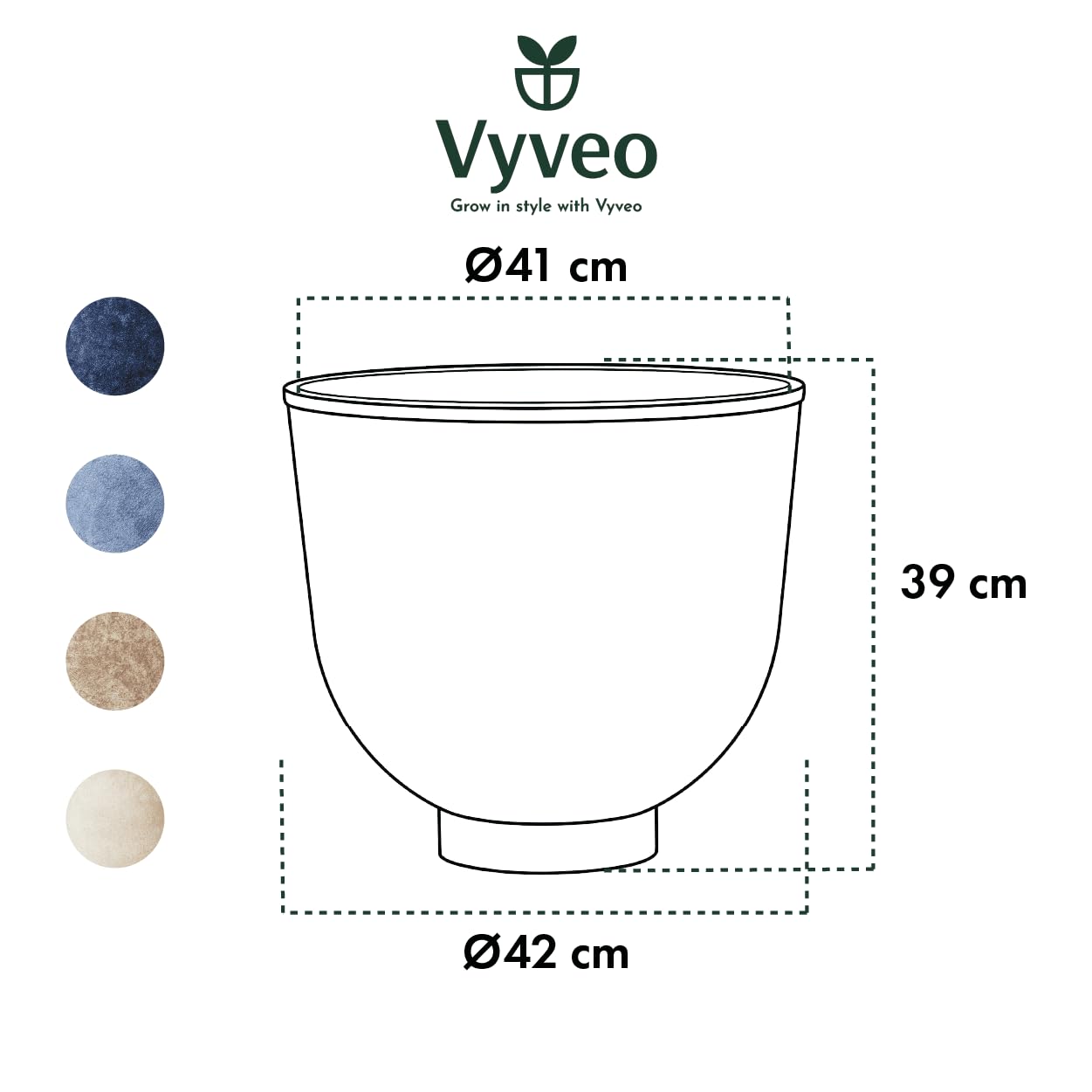 Blumentopf Orb - 42x39 - Beige (Retro) - Blumentopf für den Innen- und Außeneinsatz - Übertopf - Pflanztopf - Pflanzgefäß