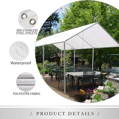 Voile d'ombrage imperméable 3x5.5m gris clair avec oeillets pour pergola - 4