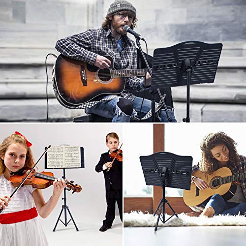 Klvied Sheet Music Stand With Violin Hanger, Portable Folding Violin Stand, Foldable Music Stand For Sheet Music, Violin Music Stand With Carrying Bag, Light, Black #TOP6