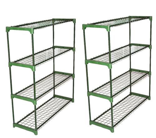 4 Tier Greenhouse Staging Plant Stand Greenhouse Racking Shelving Unit for Garden Shed Garage Pack of 2
