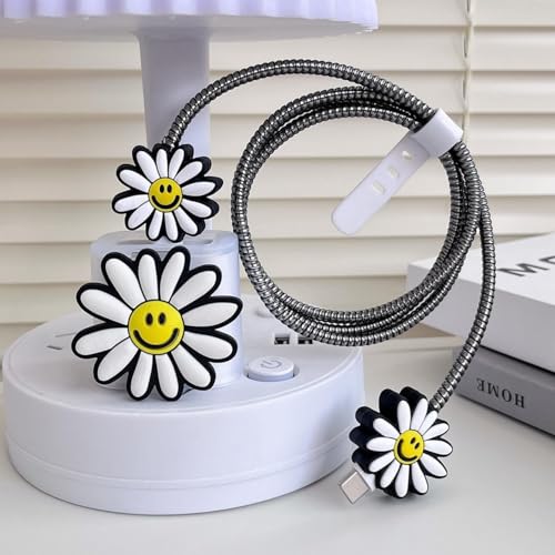 Image of Protective Charger Case for iPhone 18W 20W iPhone 15 14 13 12 11 Pro Max Charging Cable Charger Protective Cover Data Cable Protective Sleeve -(New Sunflower)