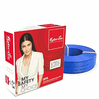 Fybros ULTRA FLEXIBLE FR PVC Insulated 2.5 Sq Mm Wire | UFFR Blue Copper Wires & Cables| Cables For wiring | 2.5 Sq Mm Blue wire 90 meter| Industrial Wire Cable| Electrical Wire