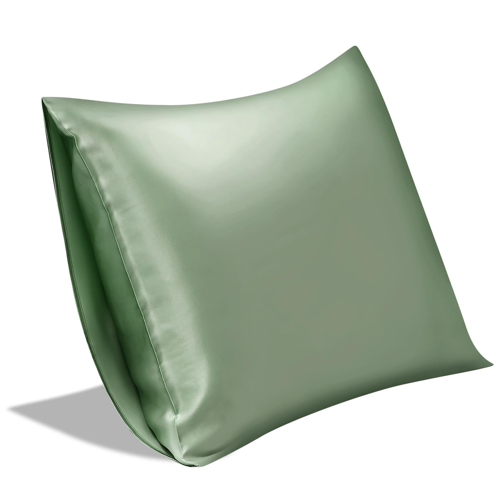 SILKTALE 100% Pure Mulberry Silk Envelope Pillowcase for Hair and Skin No Zipper, 19 Momme Grade 6A, 1pc, Sage Green, King Size 50x90 cm