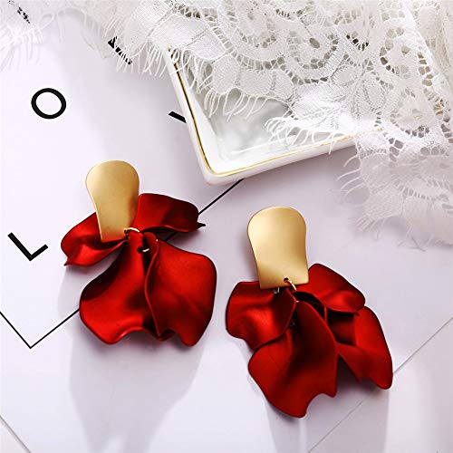 Rose Petal Dangle Earrings for Women Long Drop Floral Tassel Earrings Statement Exaggerated Tiered Flower Earrings for Wedding 6