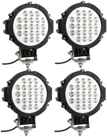 STANSEN Black 63W 7inch Round Waterproof LED Working Light SUV Off road Boat Headlight Flood Driving Fog work Light (single)