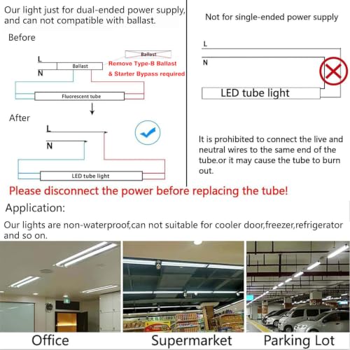 GOCuces G13 5FT T8 LED Tube Light Bulbs, 45W 4500LM 5000K, 10‑Pack by GOCuces - Used condition - Image 6