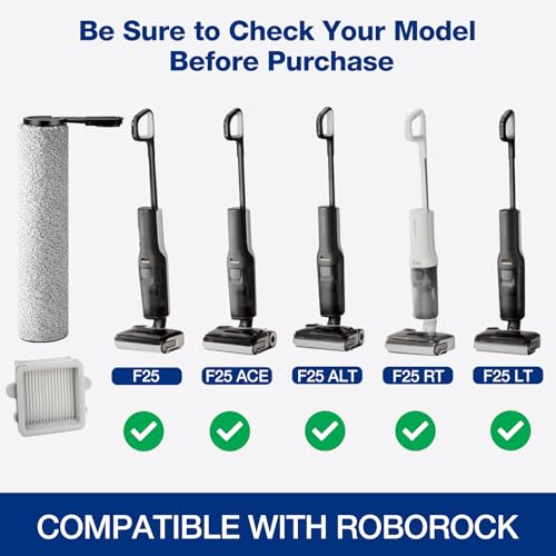 Image of F25 Brush Rollers and HEPA Filter for Roborock F25 /F25 ACE /F25 ALT /F25 LT /F25 RT /F25 GT Cordless Wet Dry Vacuum Cleaner, 3 Brush Rollers, 3 HEPA Filters, 1 Water Tank Brush, 1 Cleaning Brush