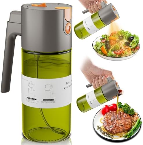 2026 Upgrade 2 in 1 Oil Sprayer for Cooking, 17oz Olive Oil Dispe...