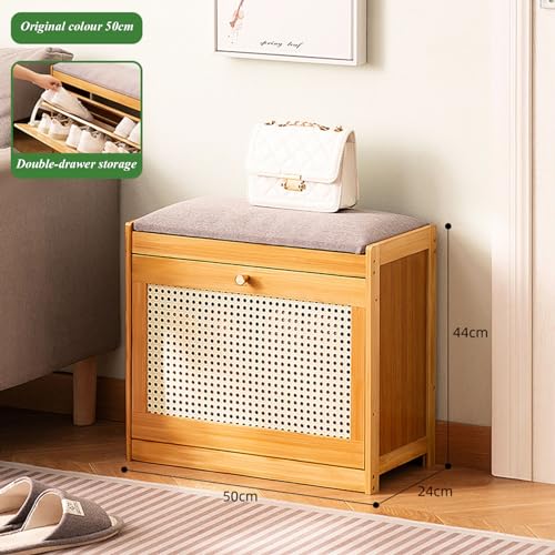 Banc de rangement pour chaussures multifonctionnel avec coffre intégré