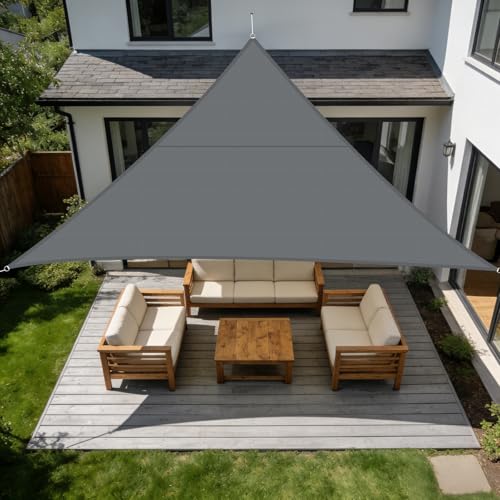 SUNNY GUARD Sonnensegel Wasserdicht 4x4x4m Dreieckig Sonnenschutz Wetterschutz Segel Baldachin UV Schutz für Balkon Terrasse Garten Dunkler Anthrazit