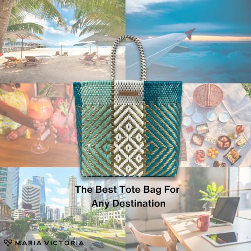 Bolso Tote grande tejido de plástico para mujer miniatura 5