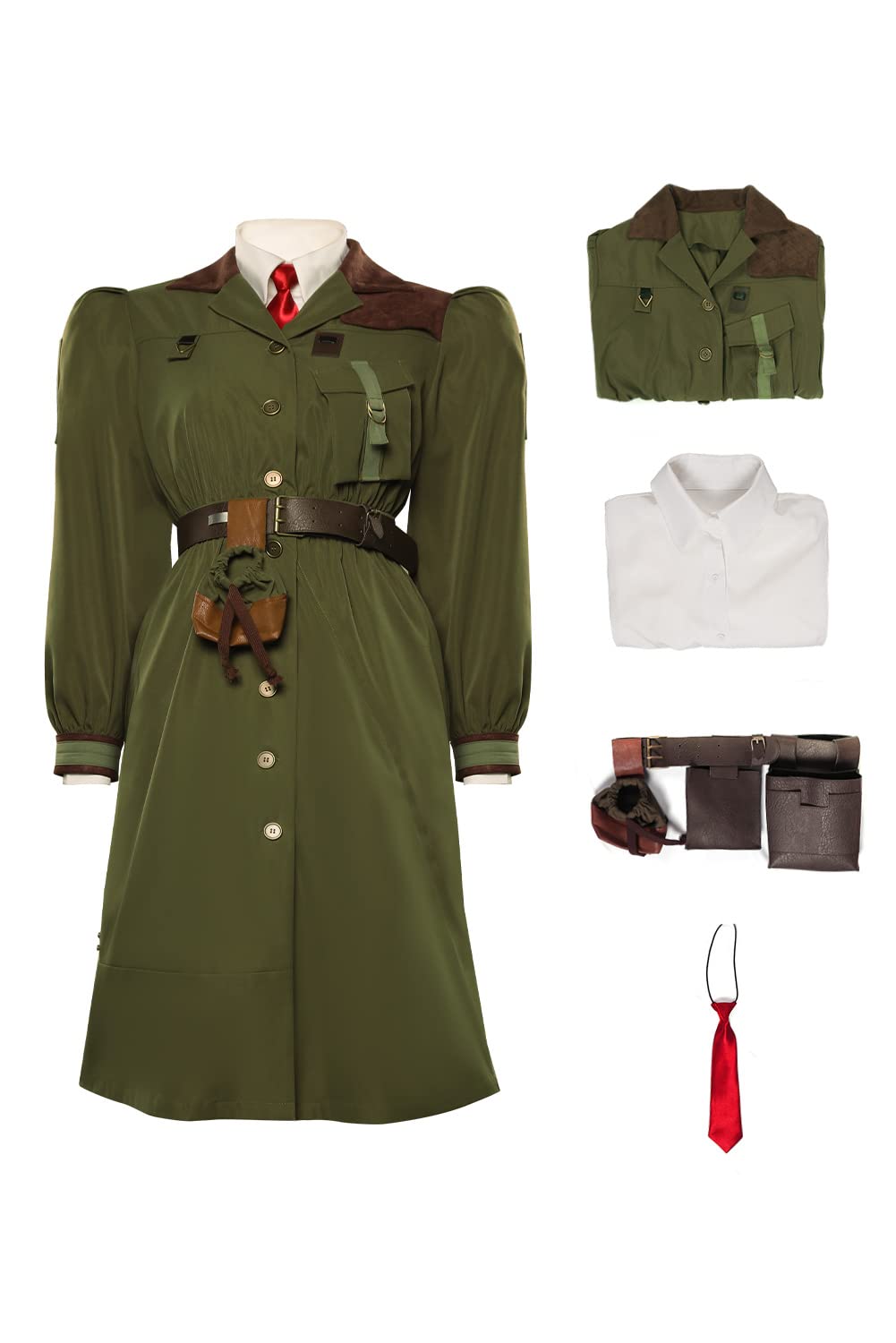 Womens Miss Headmaster Costume Shirt Coat Adults School Cosplay Outfits Green Overcoat Halloween Suits