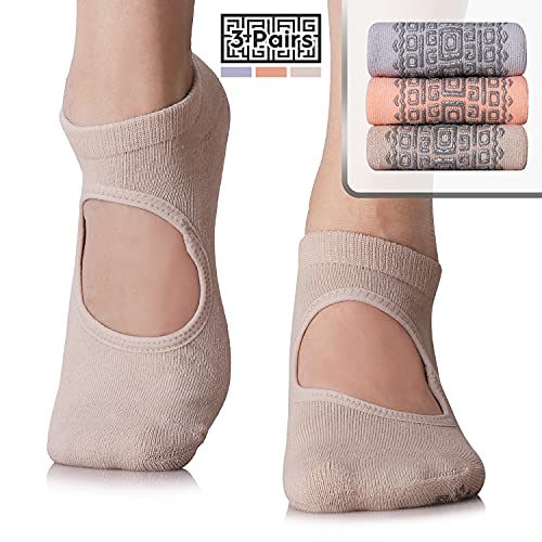 Image of Non Slip Grip Yoga Socks for Women with Cushion for Pilates, Barre, Dance