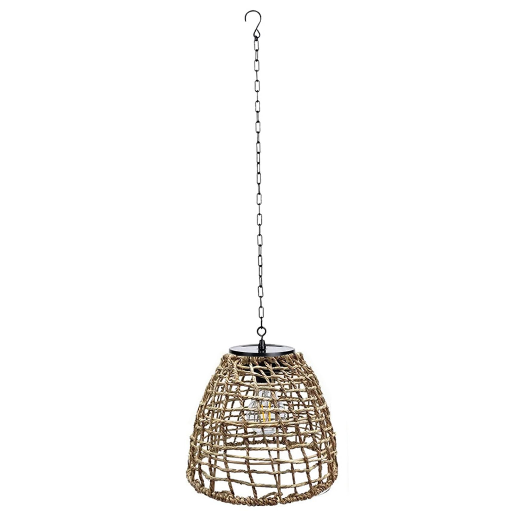 Lampes solaires suspendues étanches IP44 avec abat-jour en rotin, lanterne extérieure LED sans fil 600 mAh pour jardin
