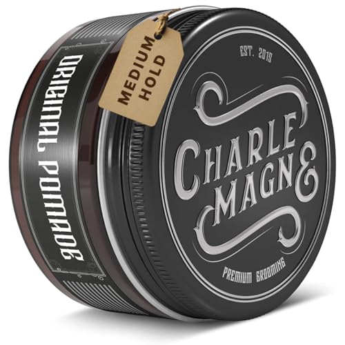 Produktfoto von Charlemagne Original Pomade Herren - 100 ml - Wasserbasierte Pomade mit Halt & Glanz - Haarwachs & Haargel Alternative…