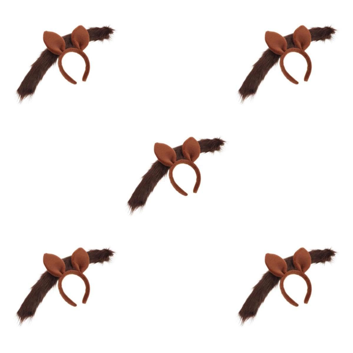 Healeved 5 Juegos Diadema Orejas de Caballo de Felpa Marrón para Cosplay y Disfraces, Diseño Realista y Cómodo para Fiestas y Juegos Imaginativos