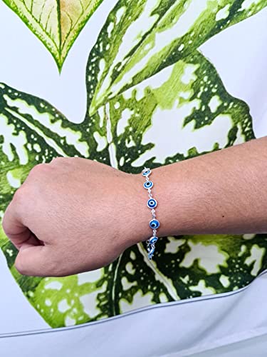 Pulseira Olho Grego em Prata 925 Azul Claro Feminina