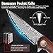 AUBEY Damascus Folding Pocket Knife Handmade with Clip for Men, Damascus Hunting Knife EDC Knife with Liner Lock for Outdoor Survival Camping Collection, Wooden Handle