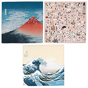 IPPINKA Japanisches Furoshiki 3er Set Ukiyo-e Serie