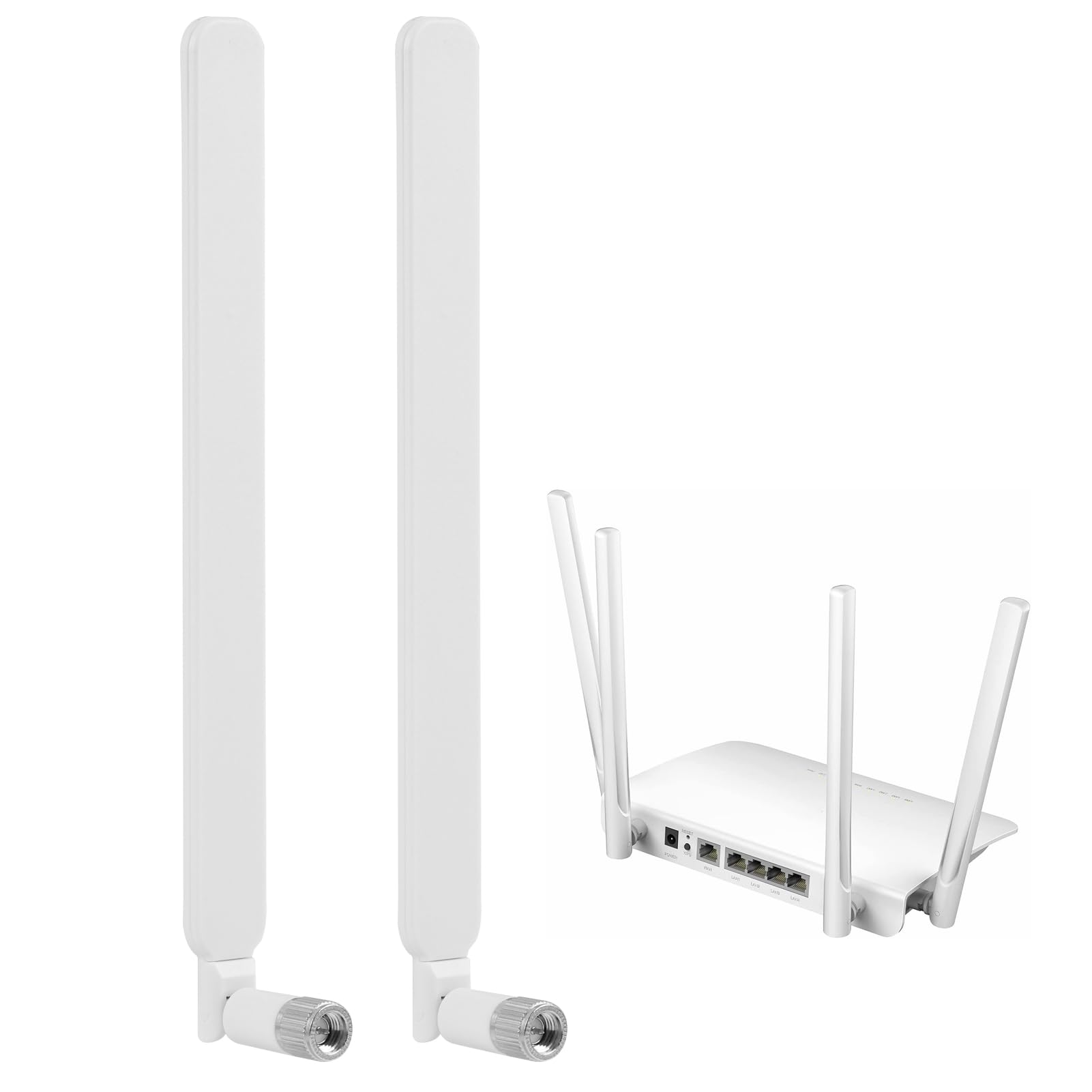 2 sztuki 4G LTE SMA męskie anteny dwupasmowe WiFi, 4G LTE 10dBi antena wielokierunkowa, przedłużenie sygnału do routera 4G modemu CPE karty WiFi kamery PC telefonu komórkowego, długość 19 cm wysokości