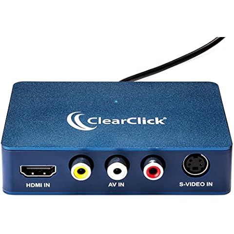 ClearClick Video to USB 1080P Audio Video Capture & Live Streaming Device - Input HDMI, AV, RCA, S-Video, VCR, VHS, Camcorder, Video8, Hi8, DVD, Gaming Systems - USB-C Plug & Play Cover
