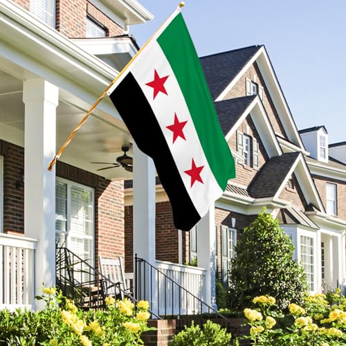 AhfuLife Syria Flag 5ft x 3ft for Party Decorations 1Pcs Large Syria Flag Polyester Double Side with Brass Eyelets for Football National Day Garden Street Indoor Outdoor Party Decorations - Image 4