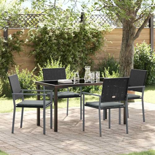Ensemble table de jardin 5 pièces résine tressée gris clair et chaises - 3