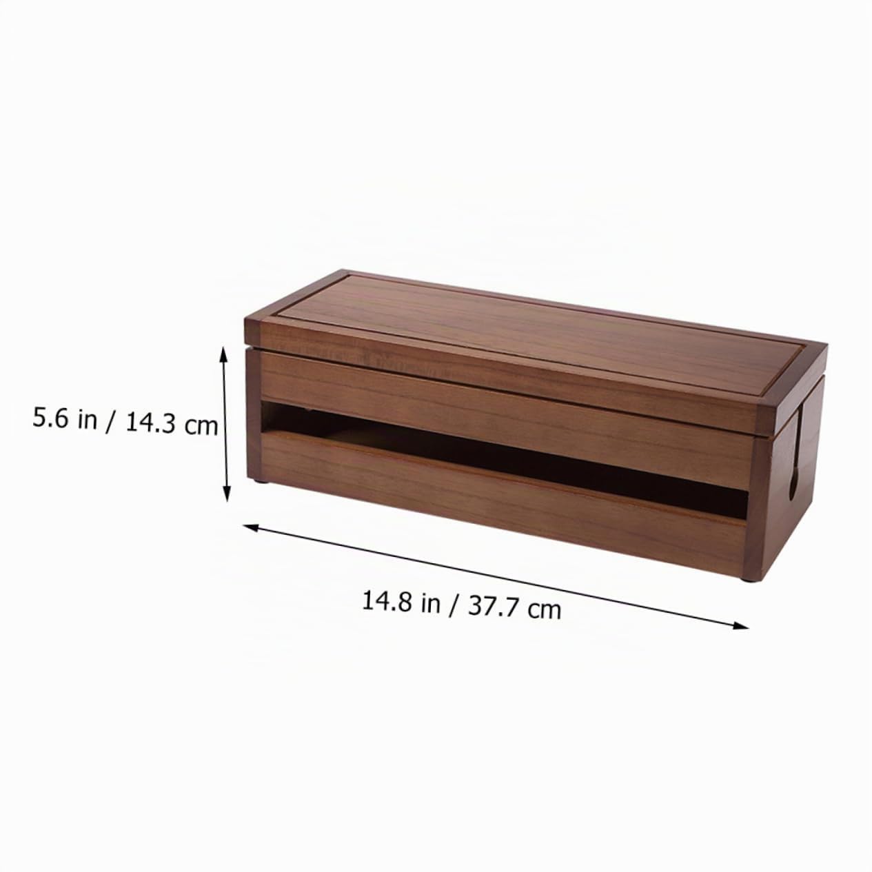 Scatola per Cavi Organizer Legno Marrone Caffè 1 Pezzo | Paulownia , Design Struttura Traforata Multifunzionale per Dissipazione del Calore , Ordine per Cavi e Adattatori