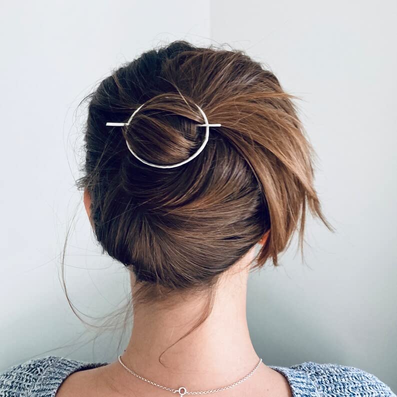 925 Sterling Silver, Sterling Silver Hair Pin, Shawl Pin, Boho Style, Jewelry For Her, Versatile Open Circle Hair Accessory, Hair Jewelry, Pin For Hair, Perfect for summer Hair clip, Gift For Her