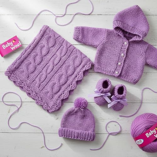 Image of M.G ENTERPRISE 100% Acrylic Wool Purple 8 Pc Baby Wool 4 ply -WB Art-HB