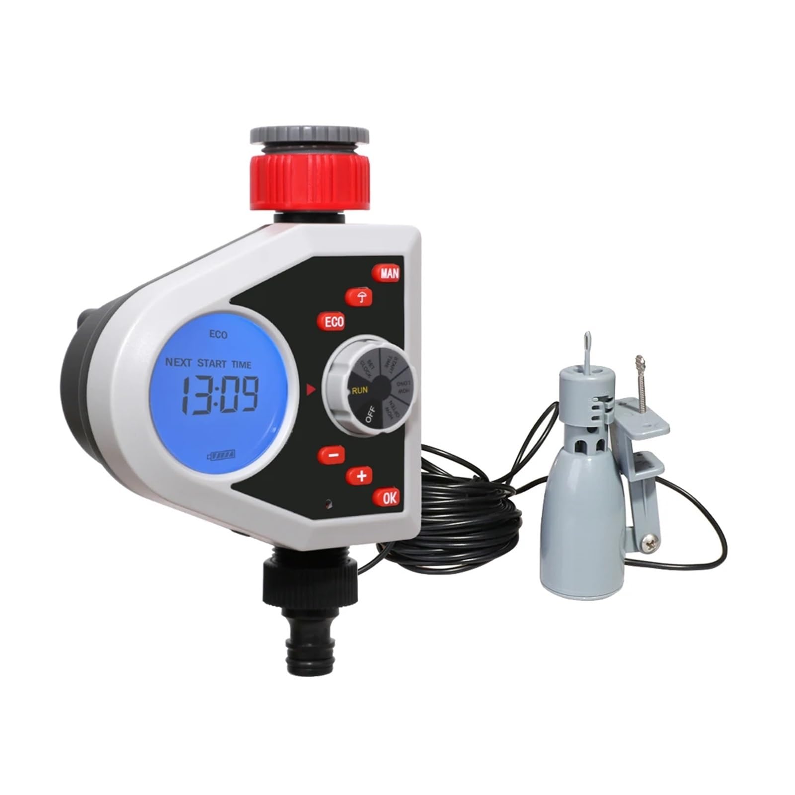ATGOGKOWH One Outlet LCD Display Garden Watering Timer, Digital Electronic Automatic Solenoid Valve Rain Sensor/Humidity Sensor Set