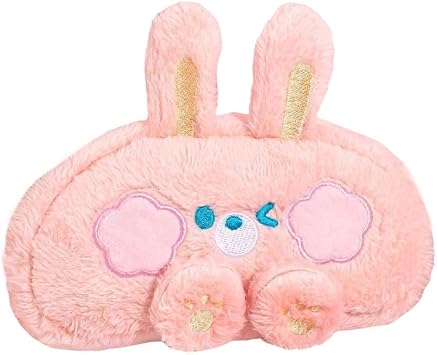Cute Lovely Sitting Animal Pencil Case, Big Capacity Large Soft Long Plush Bear Rabbit Bunny Dog Fluffy Clothes Zipper Pencil Box Case, Makeup Bag Office Storage Holder Pouch Pen Bag -Pink Rabbit