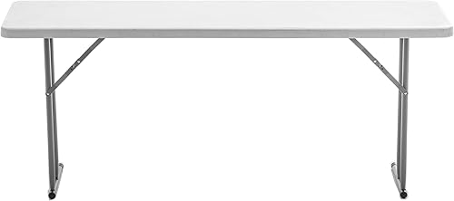 BTEXPERT Mesa de entrenamiento plegable de plástico de granito blanco de 6 pies y 72 pulgadas de largo portátil 18 pulgadas de ancho estrecho 29
