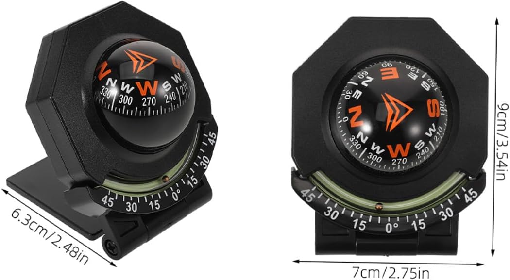 Ciieeo 2pcs Car Compass Guide Ball with Inclinometer Dashboard Mount for Vehicles and Boats, High Precision Auto Navigation Compass Suitable for Cars and Marine Use