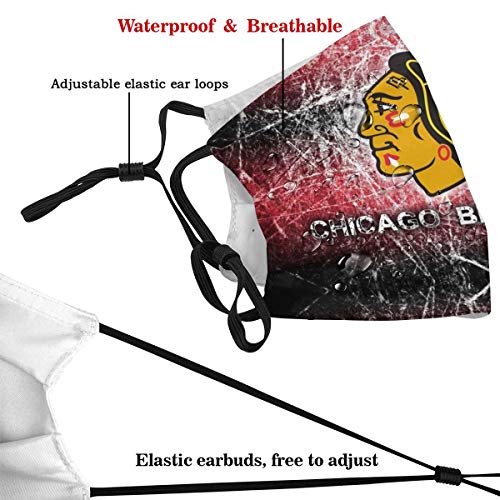 Genrics Cool Reusable Face Cover Washable Balaclava for Chicago City Hockey Fans Print Pattern with 10 Filter