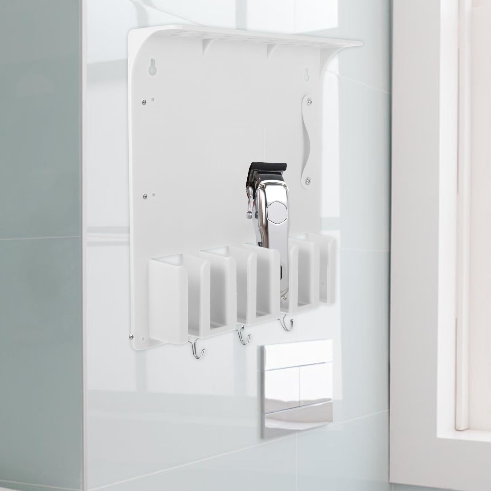 Didiseaon Soporte de Pared de Plástico Blanco para Cortapelos y Organizador de Tijeras y Cepillos para Salón y Espacio de Trabajo Profesional