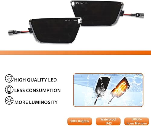 Miniatura 6 de ADIIL Kit de carcasa de luz de marcador lateral de parachoques delantero ahumado para Chevy Cruze 2011-2015