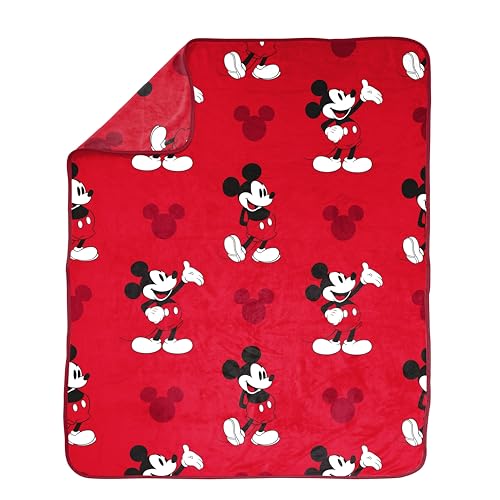 Image of Jay Franco Disney Mickey Mouse Plush Throw Blanket - Measures 50 x 60 Inches - Kids Super Soft Red Fleece Bedding