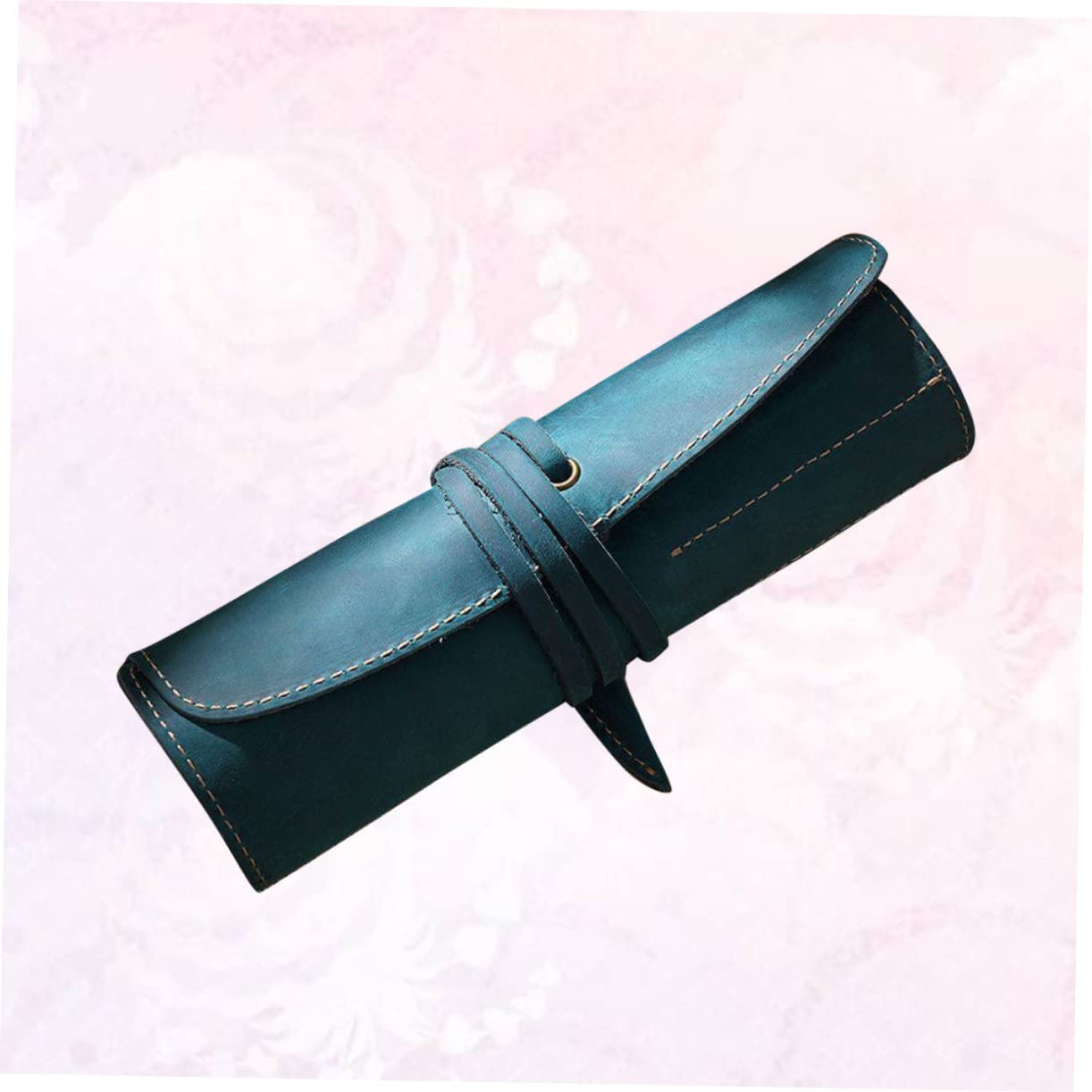 Estuche para Lápices de Cuero Azul Estilo Vintage Retro