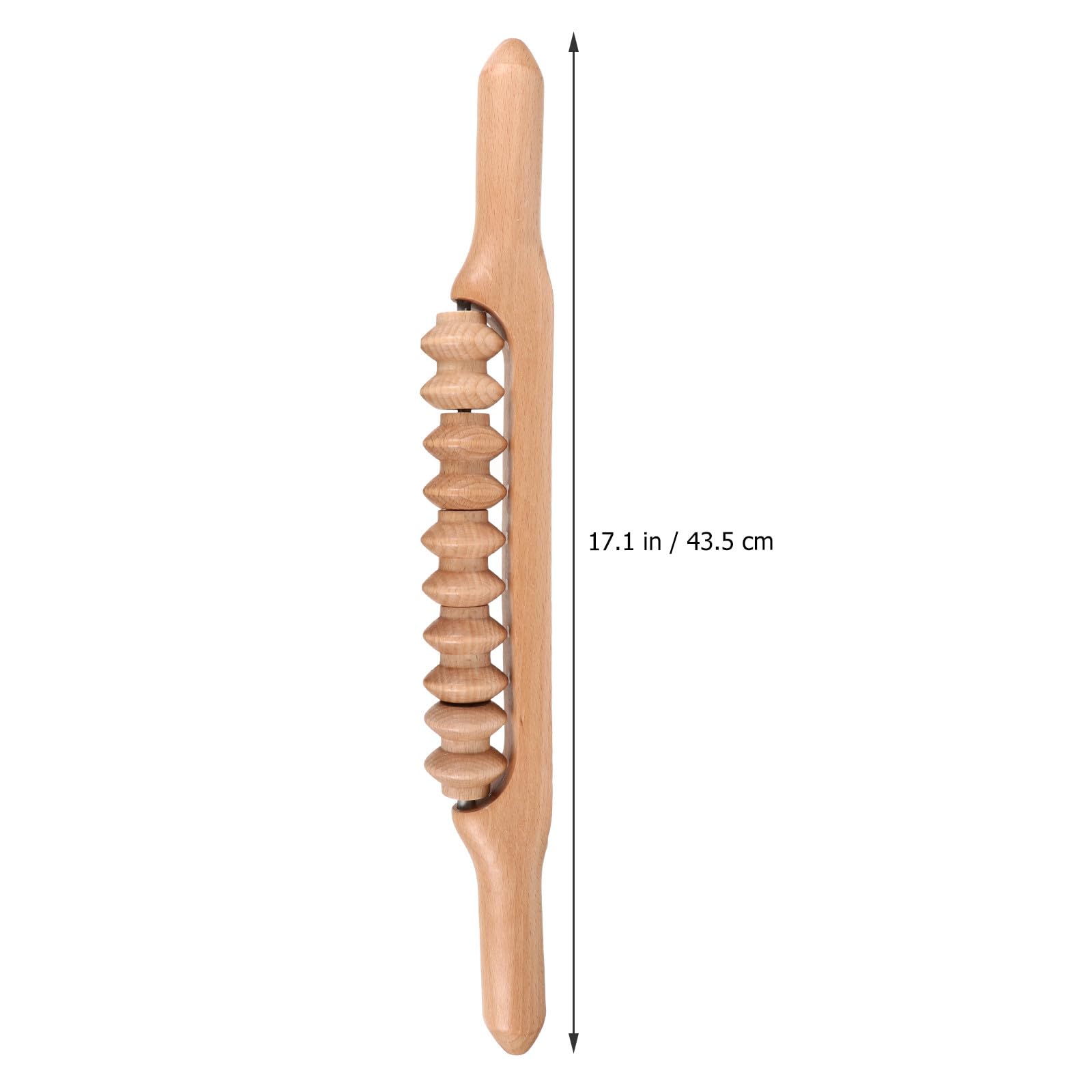 Tofficu Rullo Massaggiatore in Legno 43 Cm per Muscoli, Bastone da Massaggio Manuale Multifunzionale per Collo, Spalle e Pancia, Strumento Leggero per Relax e Benessere Corporeo