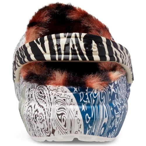 Image of Crocs Unisex-Child Zappos Print Lab: Gone Wild Classic Lined Clogs, Multi /Bandana /Animal Mix Print, 2 Little Kid